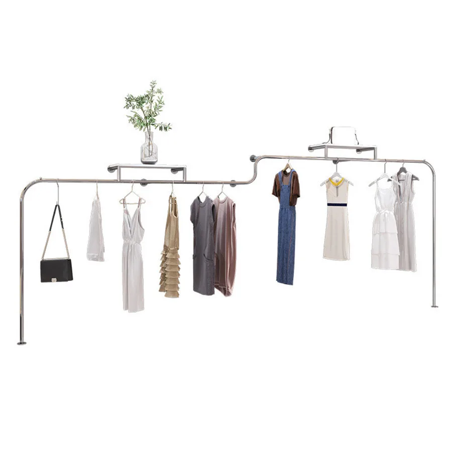 Silver Cloth Racks Wall Mounted Shop Display Simple Hanging Hotel Hat Holder Clothes Hanger European Vestidores Home Furniture