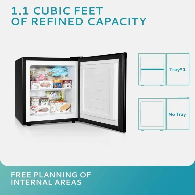 QWEUHOMY Mini Freezer Countertop,1.1 Cubic Feet,Single Door Compact Upright Freezer with Reversible Door,Small freezer for Home
