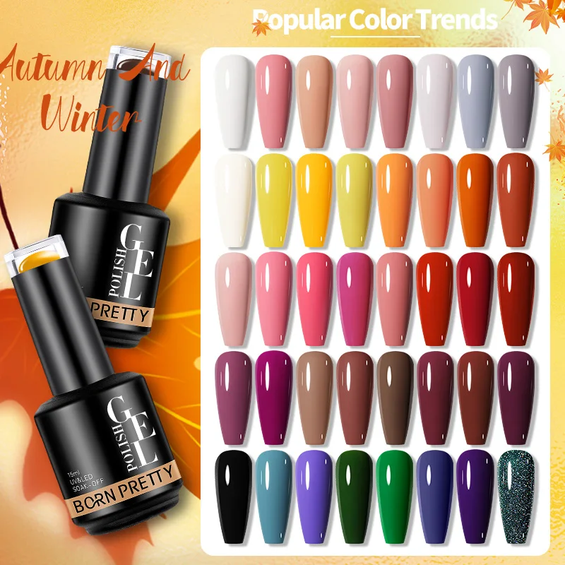 BORN PRETTY 15ml Autumn Winter Color Gel Nail Polish Dark Red Brown Christmas Soak Off UV LED Gel Nail Art DIY Design Varnishes 2