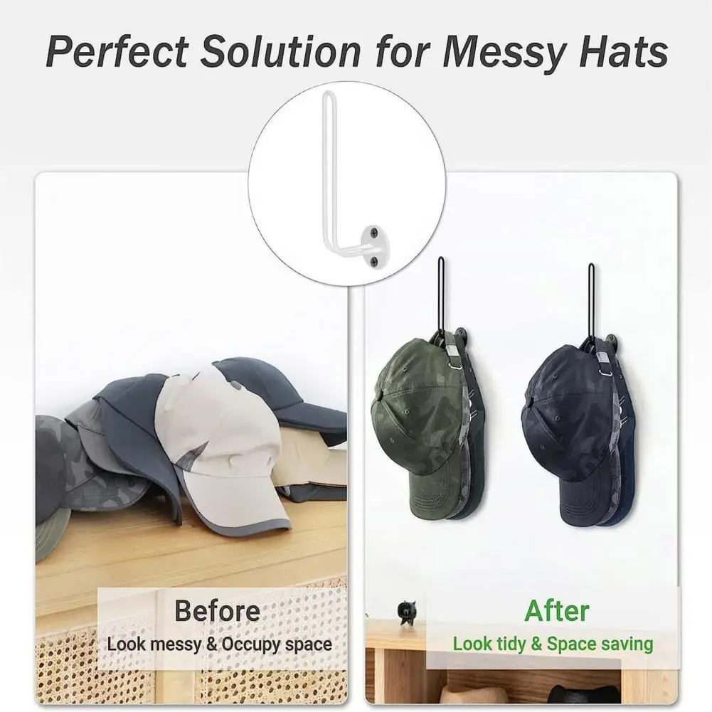 

Hat Storage Stand Baseball Cap Storage Racks with Long Hooks for Wall Anti-slip L-shaped Hat Stand Keychain Umbrella Holder Set