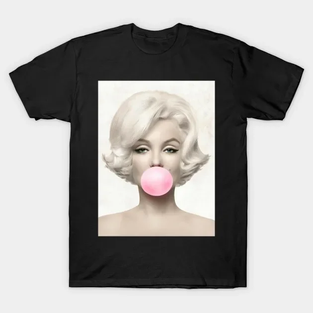 

2021 Men/Women's Summer Black Street Fashion Hip Hop Marilyn Monroe With Gum T-shirt Cotton Tees Short Sleeve Tops