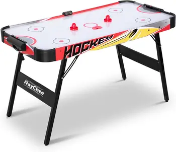 58in Folding Air Hockey Table, LED Electronic Scoring Sports Hockey Game, Hockey Table Gaming Set w/2 Pucks, 2 Pushers, Powerful 1