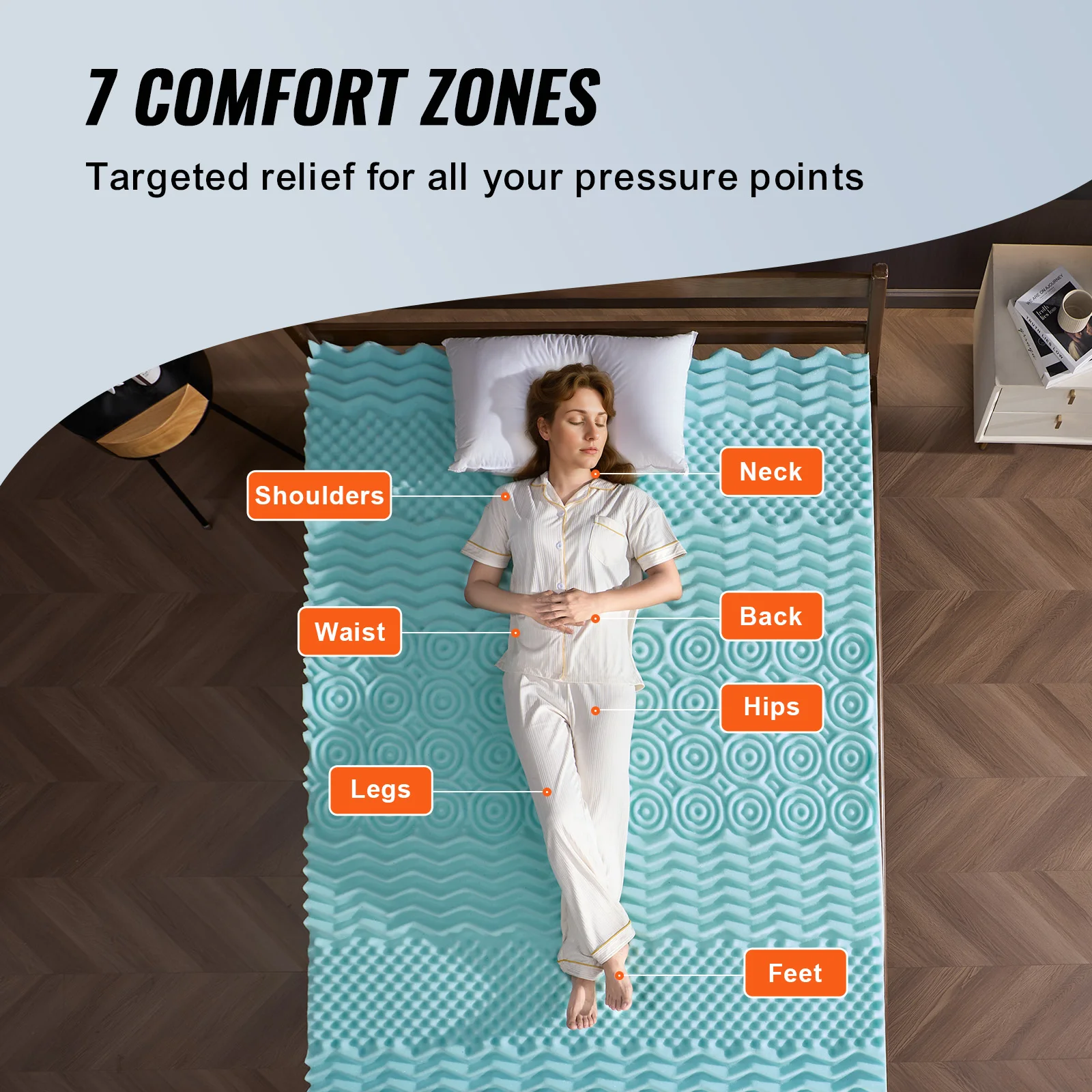 VEVOR Mattress Topper Queen Size 2" / 3" Thickness Soft Memory Foam Mattress Pad, Cooling Gel Infusion Comfy Support for Any Bed