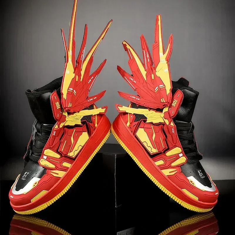 2024 Men Casual Sneakers Branded First Machine Anime High Top Shoe Board Shoes 3D Three-dimensional Deformation Mecha Shoes 2