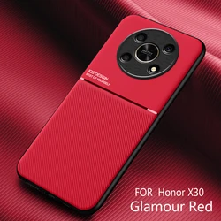 Luxury Leather Magnetic Car Stand Phone Case - Premium Soft PU Back Cover for Magic 4 Lite 5G (Red)