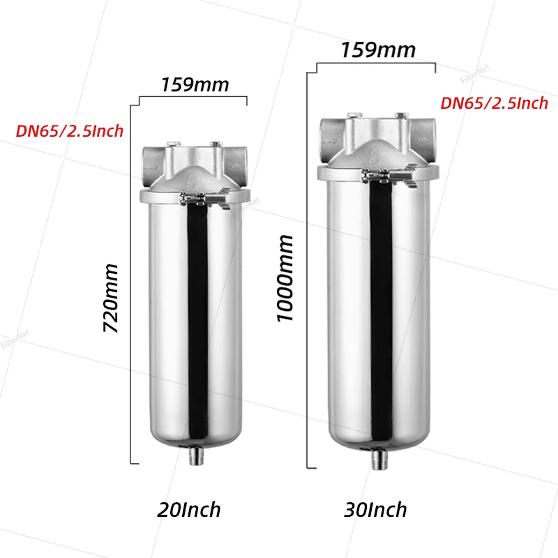 

2.5inch diameter, 30inch jumbo stainless steel filter housing pre-filter water purifier with stainless steel filter element