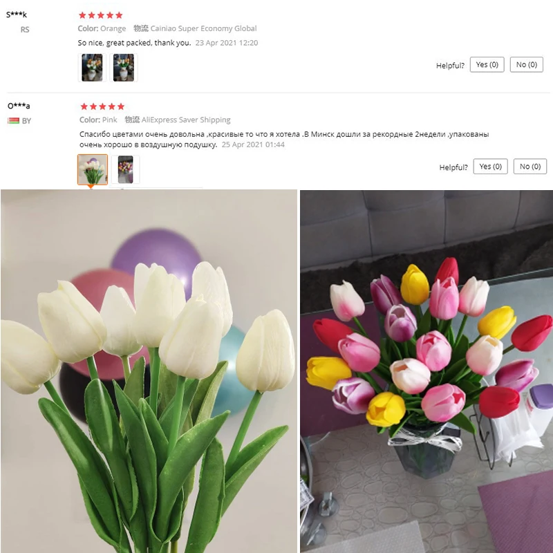 5-Piece Elegant Real Touch Artificial Tulip Bouquet for Decoration and Photography
