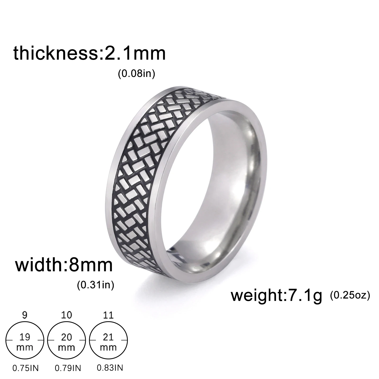 HIPEE High Quality Stainless Steel Black Square Dot Ring For