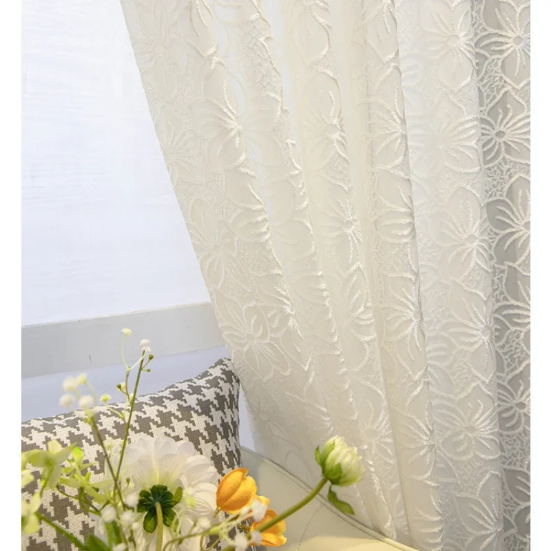 Blackout Curtains European Luxury Tulle Sheer Curtains for Living Room Embroidered Lace Bedroom Jacquard Dining Room Custom Wedding