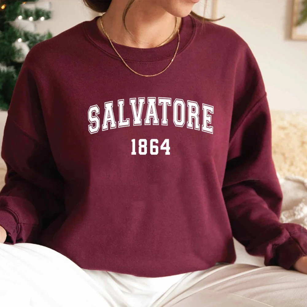 Salvatore Sweatshirt Salvatore Brothers 1864 Crewneck Sweatshirt Mystic Falls Pullovers TVD Graphic Hoodies Unisex Sweatshirts