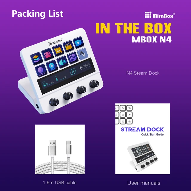 MBox N4 Stream Deck With Knob Mirabox StreamDeck LCD Button Live 