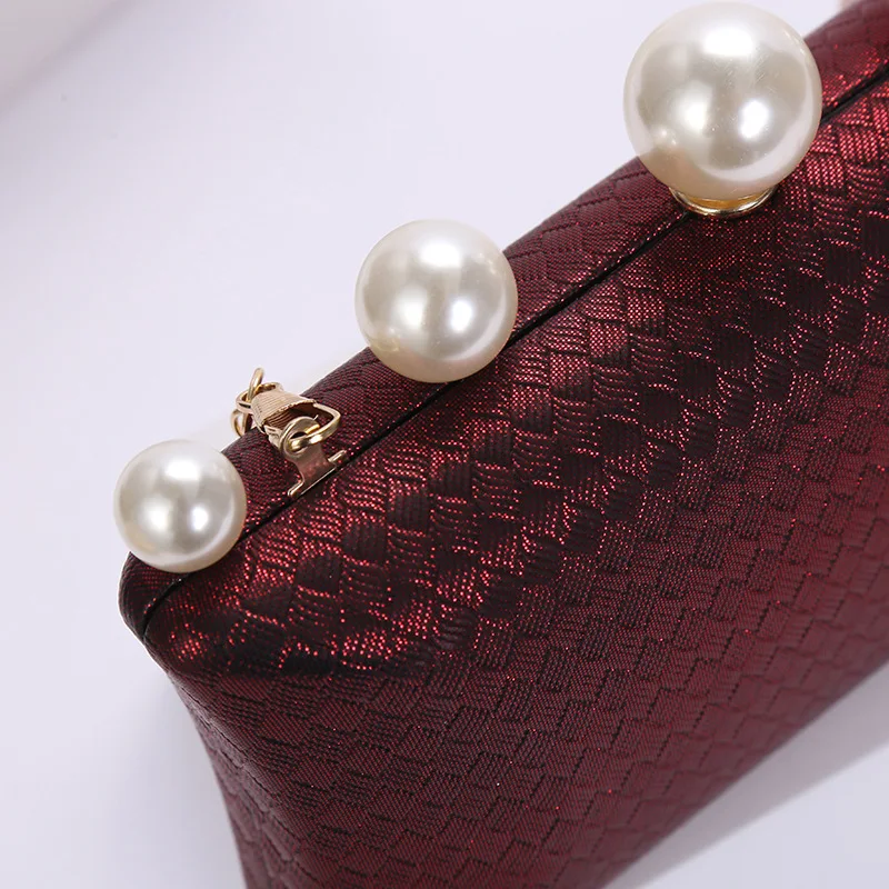 2023 New Luxury Pearl Women Evening Bag PU Leather Designer Clutch  Wedding Party Elegent Purse Female Small Purse Small Hobos