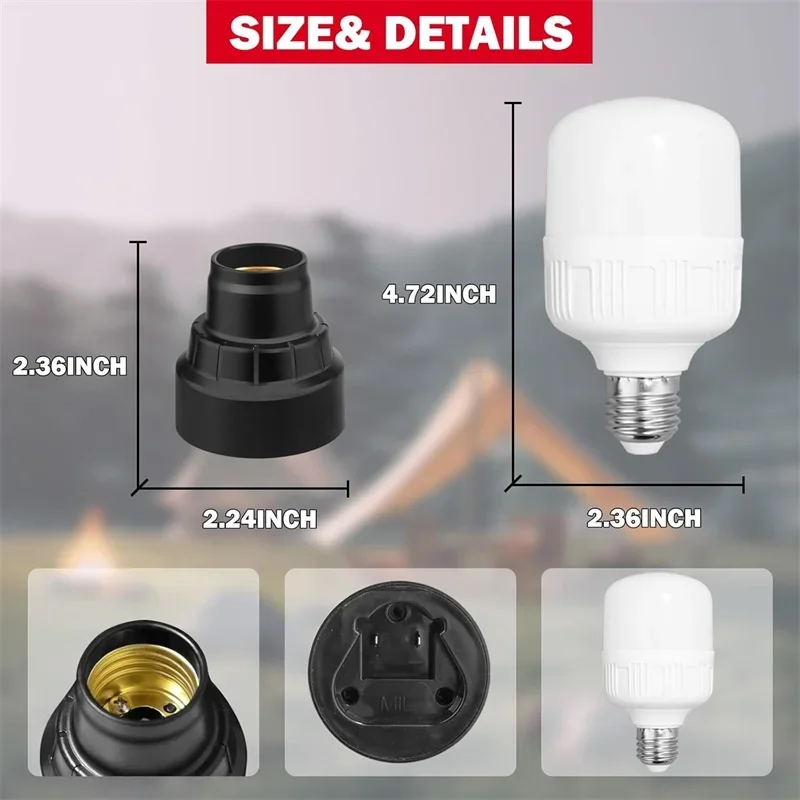 Emergency LED light 1300LM Compatible For Milwaukee 10.8V-12V tool lithium battery Portable Flashlight E27 Light bulb Outdoor