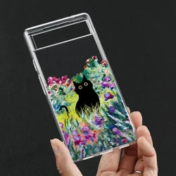 Van Gogh Black Cat Art Phone Case - Soft TPU Transparent Cover - Pixel 7Pro (Style 1)