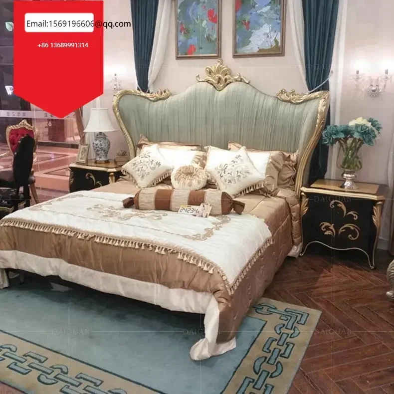 

European double master bedroom postmodern neoclassical soft bed deluxe wedding furniture customization