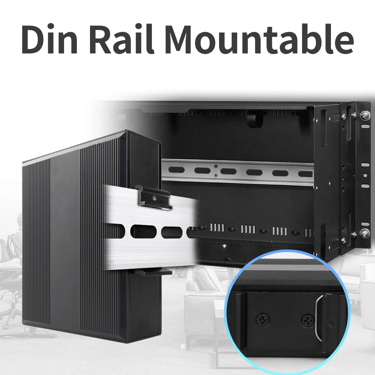 6-Port Hardened Industrial Gigabit PoE+ DIN-Rail Fiber Network Switch 4 x Gigabit PoE+ Ports 2 x 1.25G SFP Fiber Ports 120W for