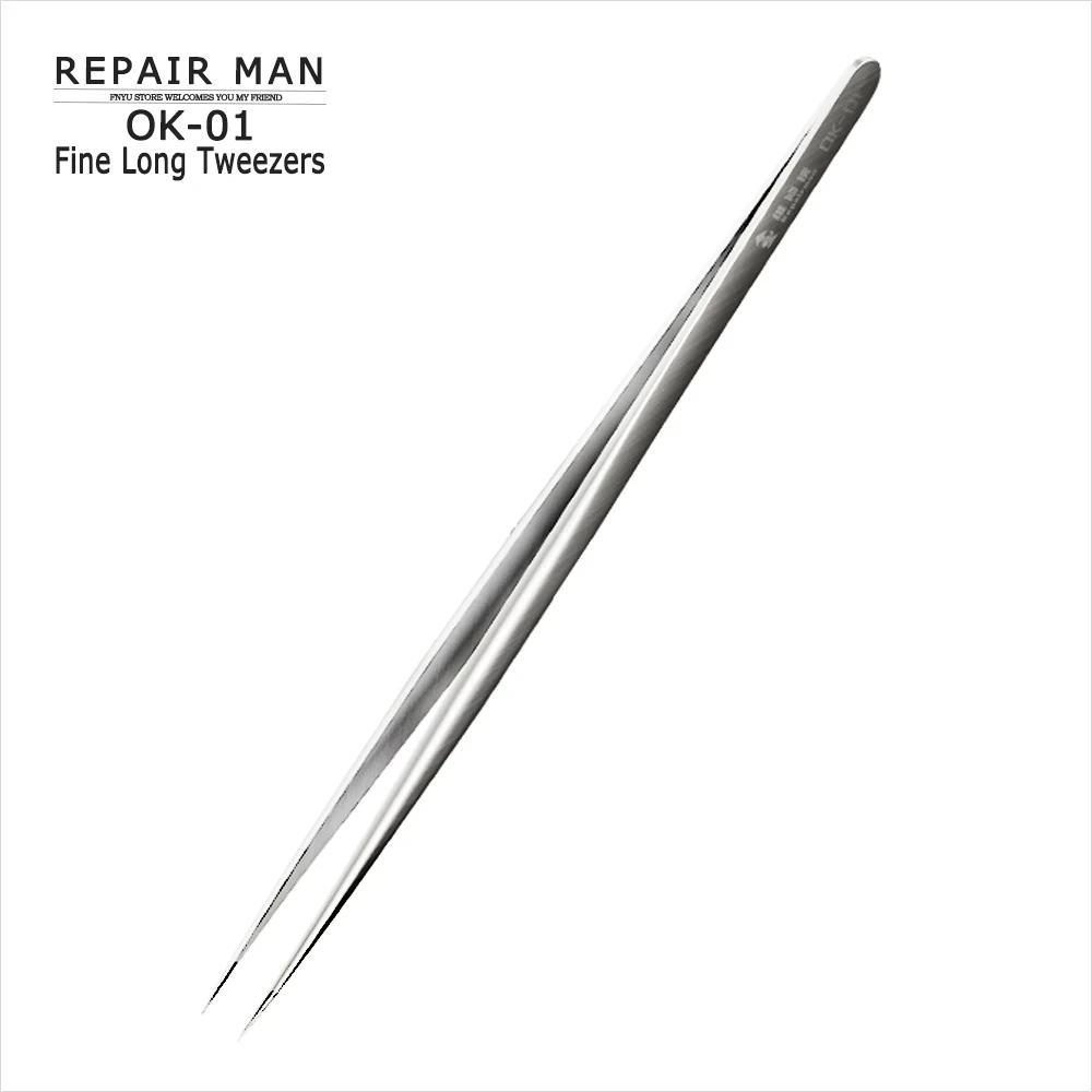 Precision Tweezers REPAIR MAN OK-01 Sharp Tips Clip for Mobile Phone PCB IC Circuit Jump Wire Chip Maintenance Clamp Hand Tool