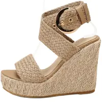 Large Size Platform Sandals Wedge Summer Shoes For Women Wedges High Heels Beige Knitted Gladiator Flip Flops Female Comfortable - Image 2