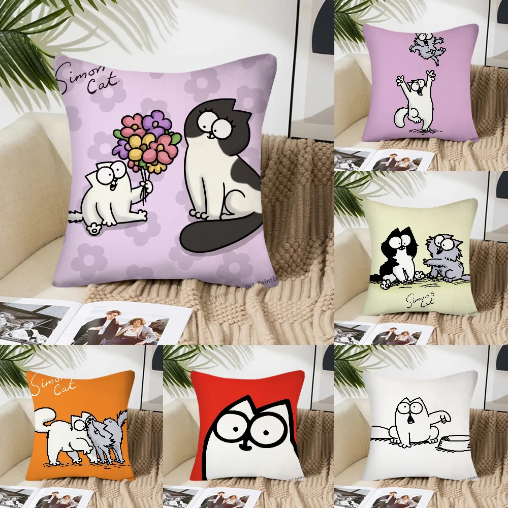 Cartoon S-Simons-Cat Cute Pillow Case Square Pillow Bedroom Sofa Leisure Comfort Cushion Car Living Room Home Decoration 40X40 2