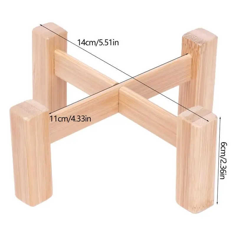 Wooden Four-legged Flower Stand Bonsai Stand Home Tray Pot Bamboo Display Shelf Holder Plant Decor