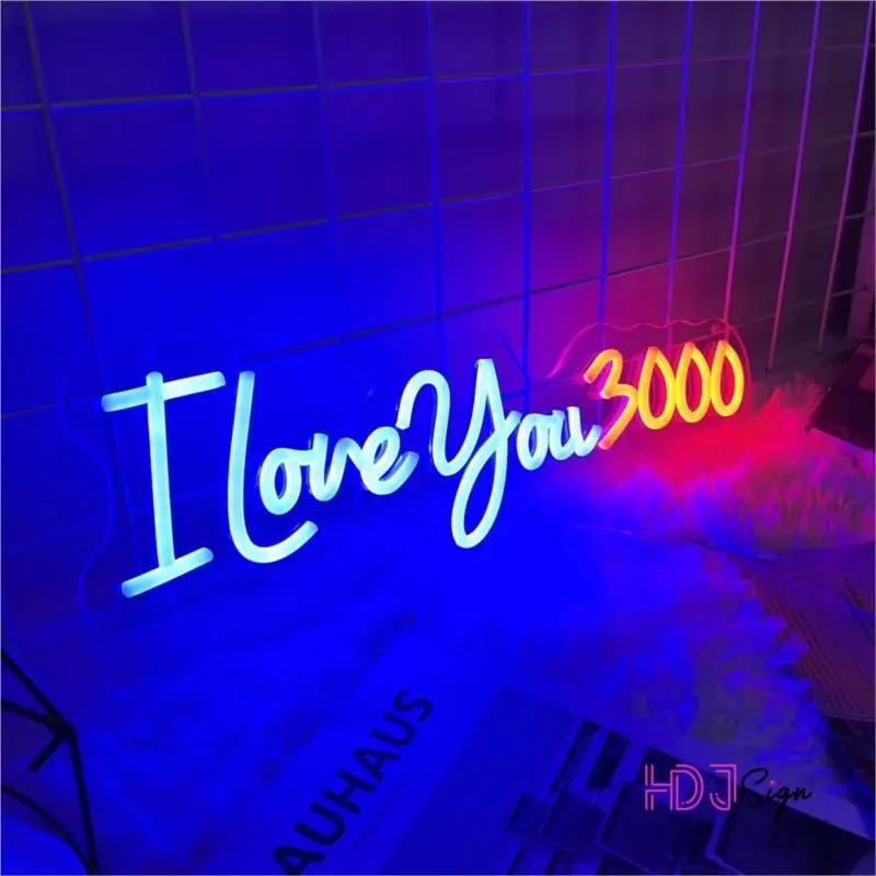 

I Love You 3000 Neon Sign Wedding Decorations LED Neon Lights Lamps For Home Bedroom Night Light Room Wall Decor