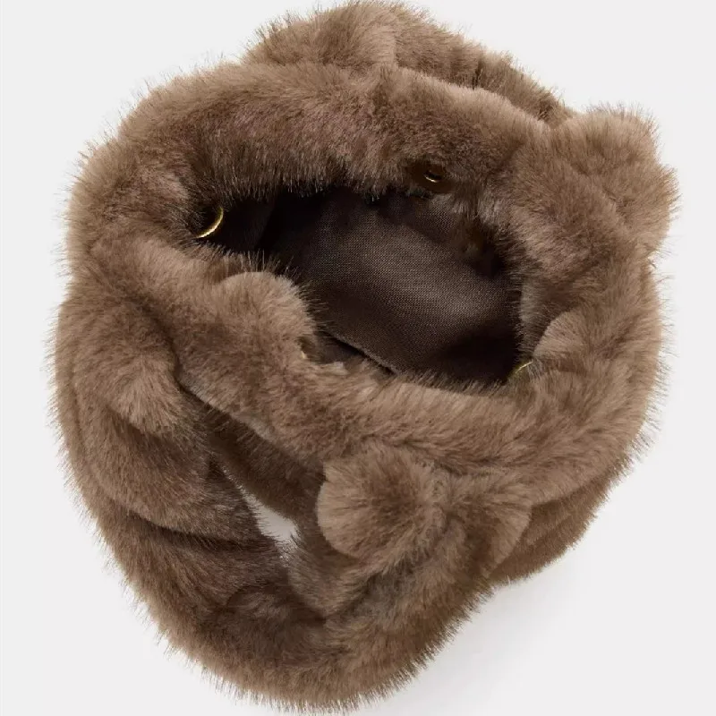 Fashion Winter Women Bucket Bag Faux Fur Ladies Casual Tote Shoulder Bags Luxury Design Female Clutch Purse Handbags Bolsa