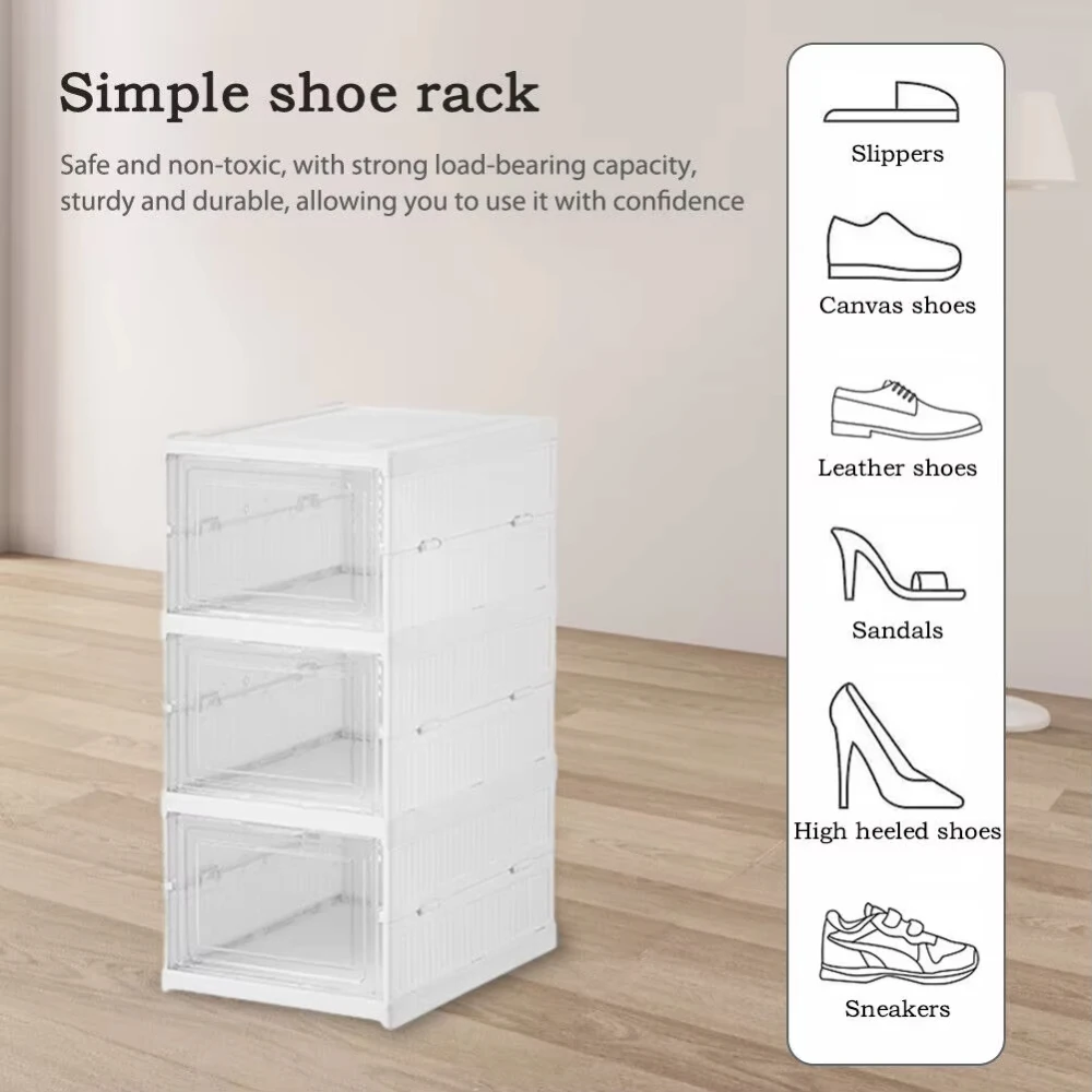 Stackable Shoes Cabinet Stackable Transparent Dustproof Shoe Cabinet Multi-functional Large Capacity Storage Organization Box 6