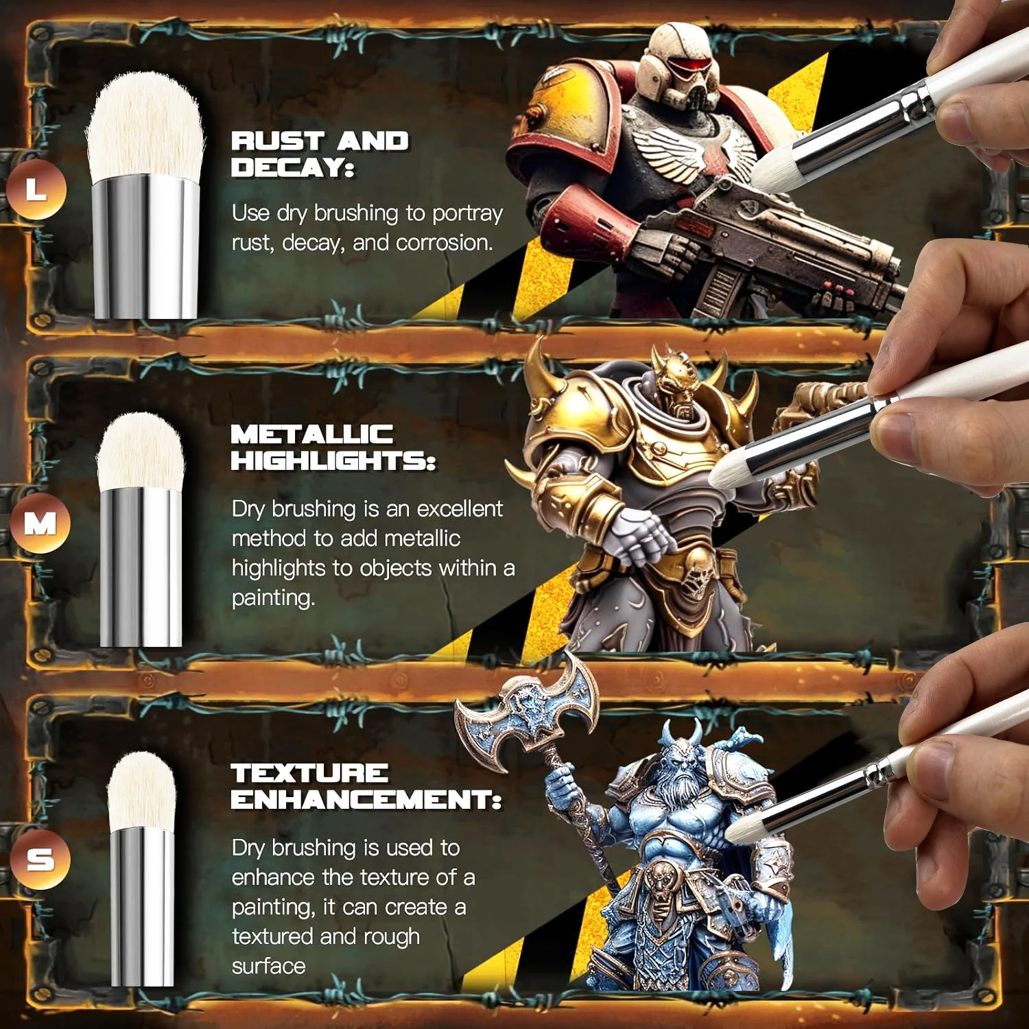 워해머 40K, DND 페인트 바이 넘버스, 판타지 스케일 모델, 에나멜 아트용 전문가용 마이크로 미니어처 페인트 브러쉬 세트 17개