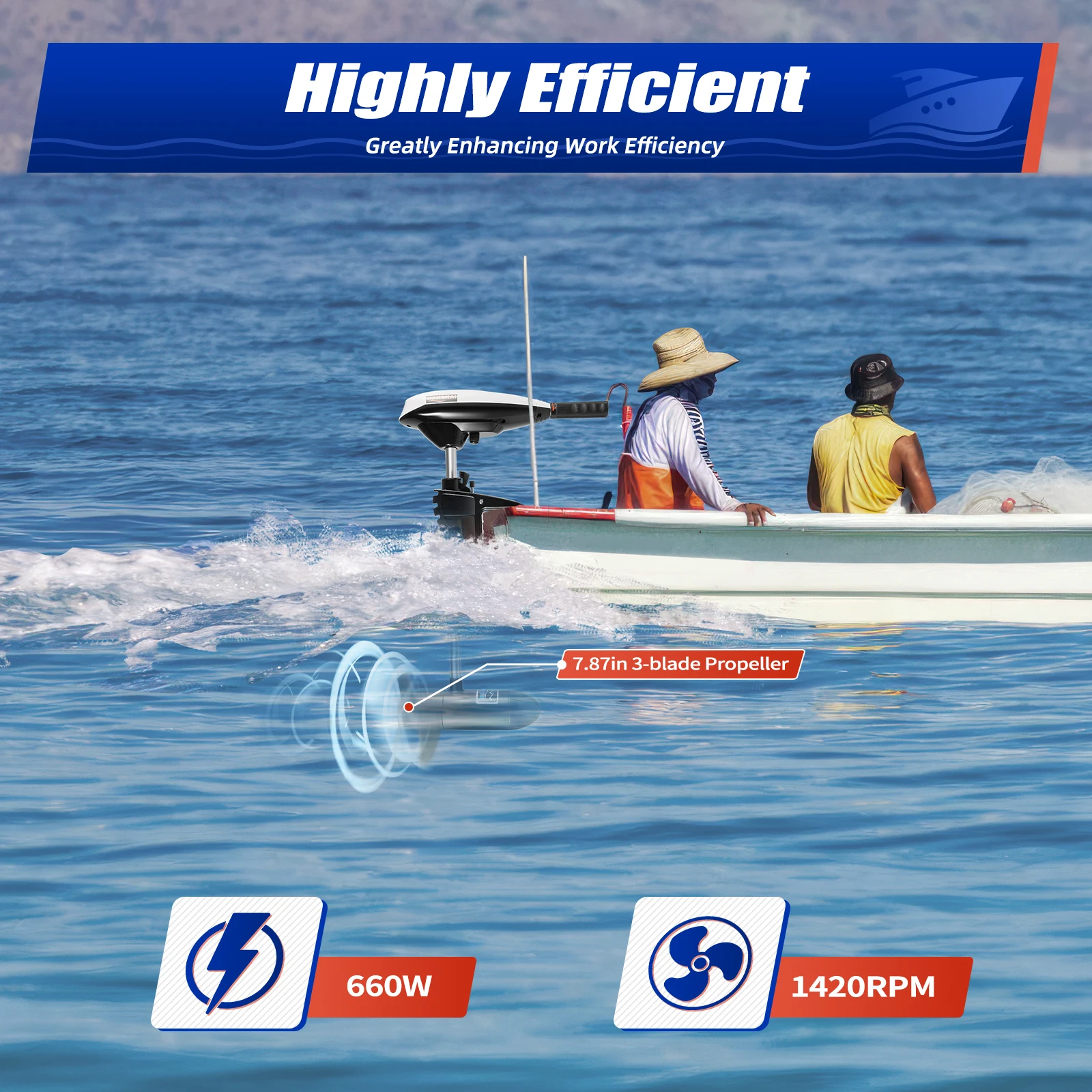 Outboard Engine Parts Electric Outboard Trolling Motor 65LBS With 40CM Short Shaft For Small Boats