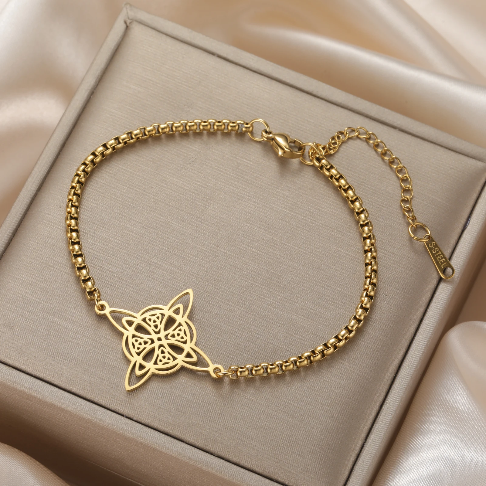 COOLTIME Irish Celtics Knoten Armband Edelstahl Gold Farbe Religion Amulett Armband Hip Hop Schmuck Geburtstagsgeschenk