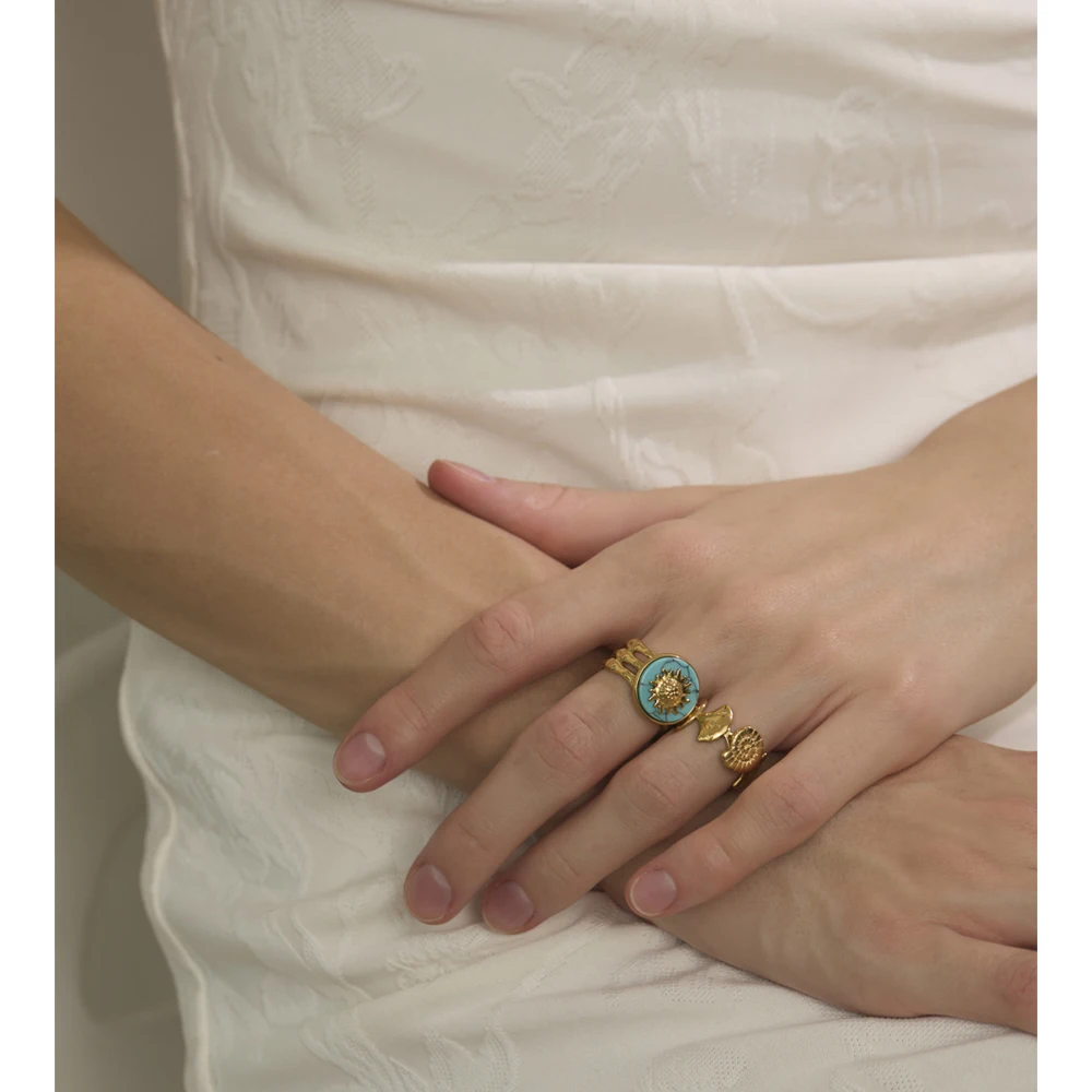 Yhpup Ocean Series Stainless Steel Shell Conch Open Adjustable Ring 2025