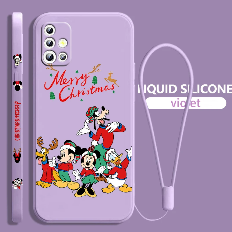

Christmas Mickey Friend For Samsung Galaxy A71 A51 A81 A91 A41 A31 A21S A11 A01 A50 A30 A20S Liquid Left Rope Phone Case Fundas