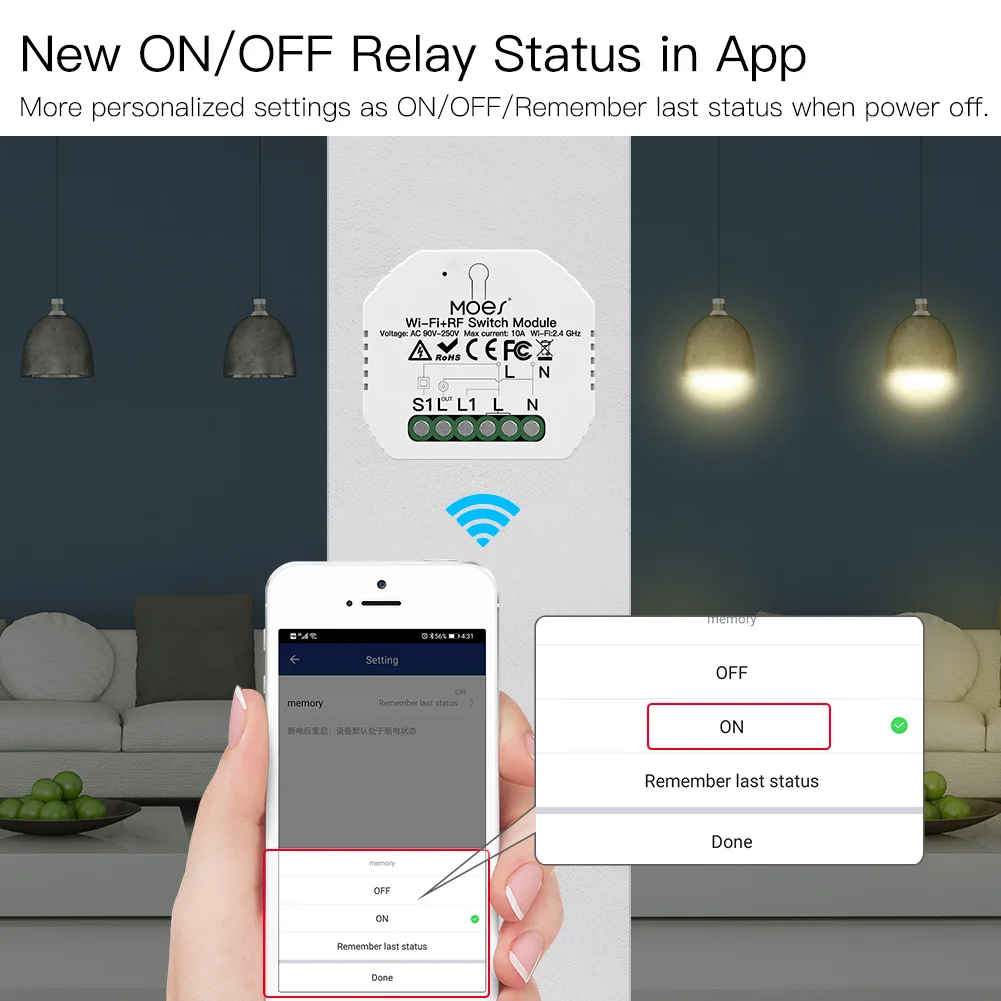 MOES WiFi Smart Light Dimmer Module / Switch Module Smart Life Tuya Remote Control Work with Alexa Google Home 1/2 Way 1/2 Gang
