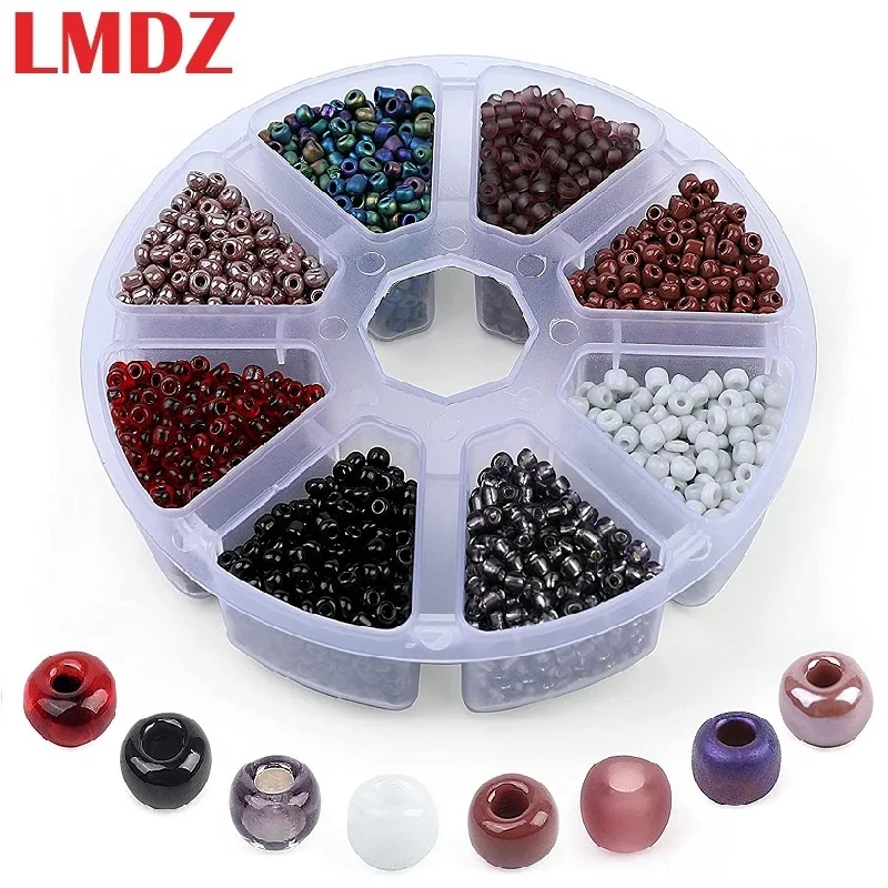 

LMDZ 3600Pcs Deep Colour Glass Seed Beads 3mm Bracelet Beads Set Glass Beads with 8-Grid Plastic Storage Box for Jewelry Making