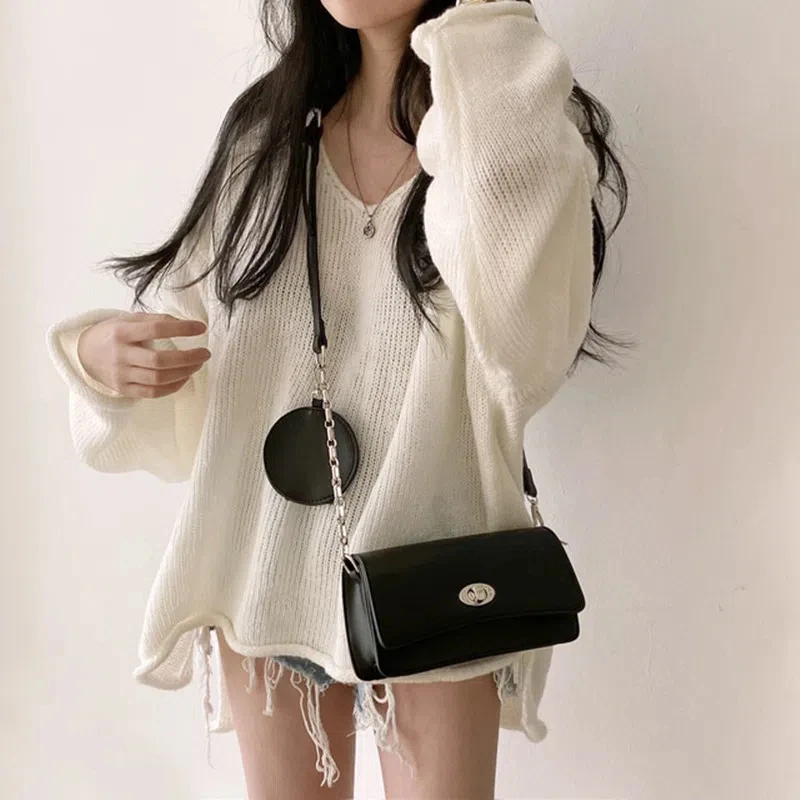 New Fashion Autumn and Winter Women's Clothing Round Neck Women's Long-sleeved Crimped Sweater Loose and Elegant Knitted Top