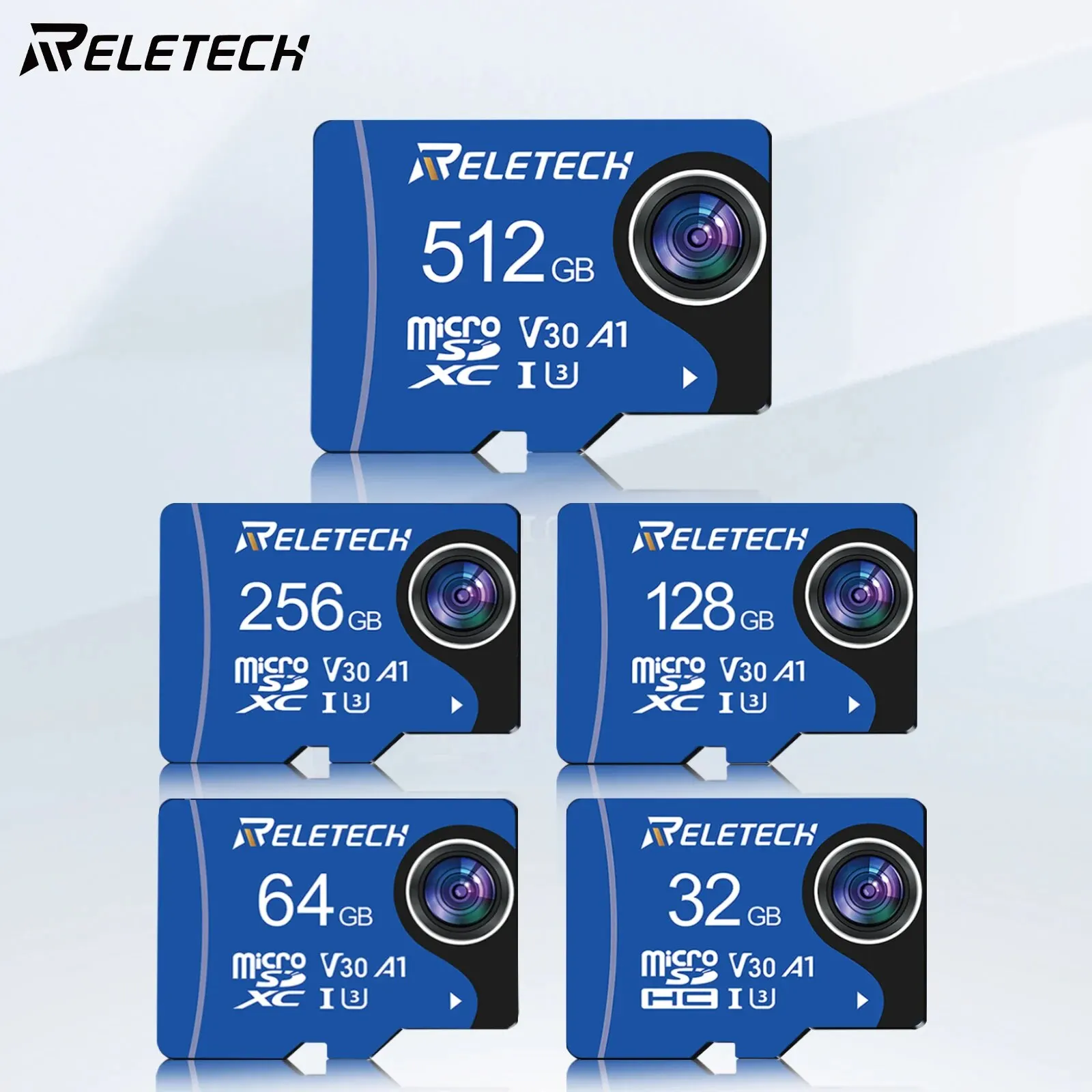 Reletech U3 A1 Scheda Di Memoria Micro Sd Card Tf Card Per Registratore Di Guida/Telefono/Tablet/Fotocamera/Monitor/Drone,32G 64G 128G 256G 512G