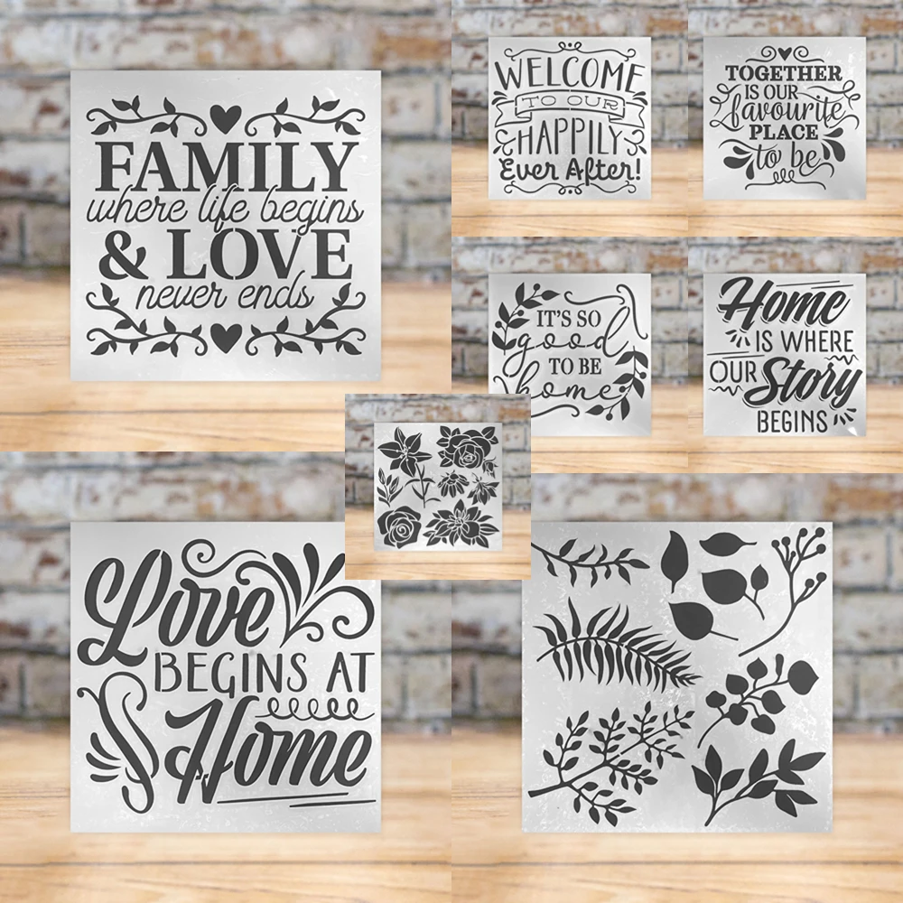 Dove La Vita Inizia E L'Amore Never Ends Stencil Pattern Graffiti Drawing Tool Spray Painting Template Diy Window Scrapbooking Decor