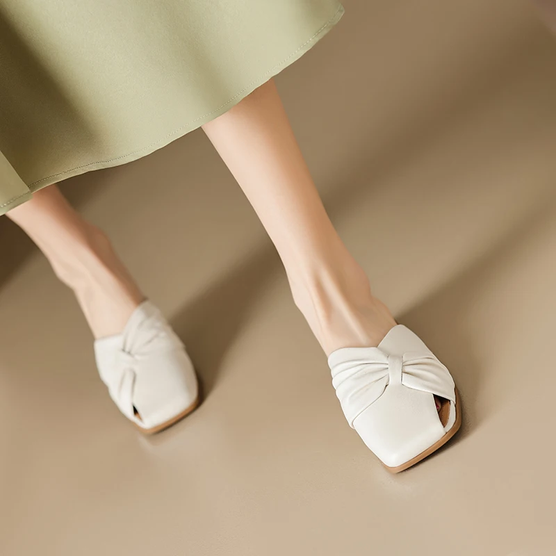 

2023 Summer Women Slippers Square Toe Women Mules Sandals Chunky Heel Mules Shoes for Women Sandals Shoes Silvery