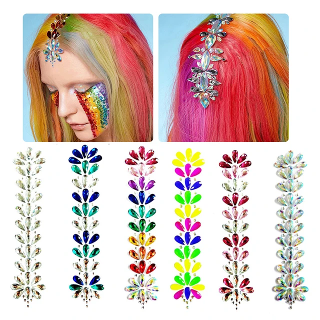 3D Rainbow Crystal Forehead Headpiece Sticker Hair Jewels Face