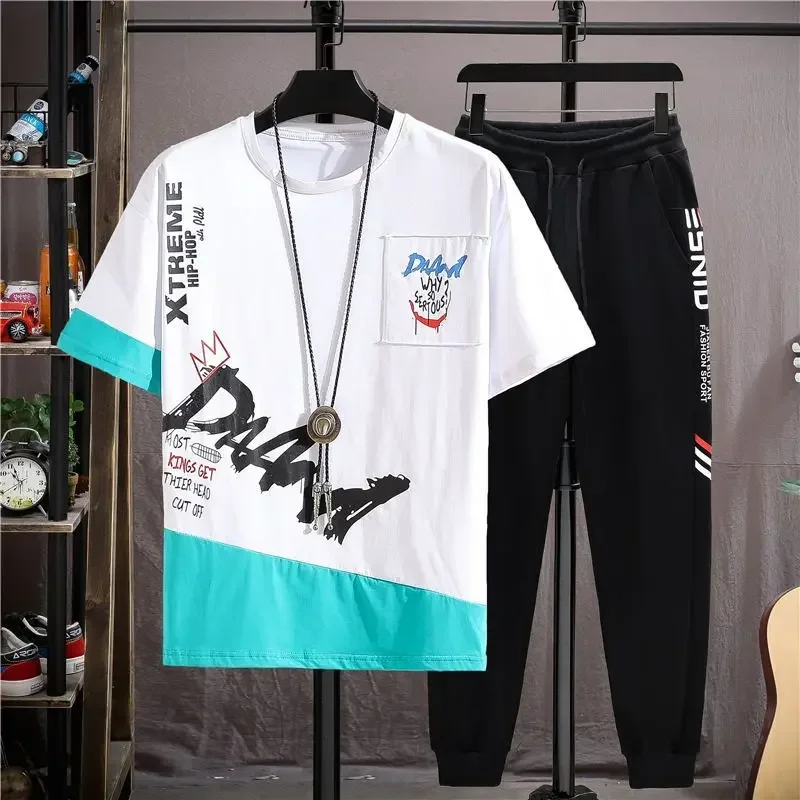 thumbnail image 1 of Ropa para hombre, pantalones deportivos estampados, conjuntos de pantalones gráficos, camisetas para correr, novedad en chándal a juego de alta calidad para hombre, 1 of 5