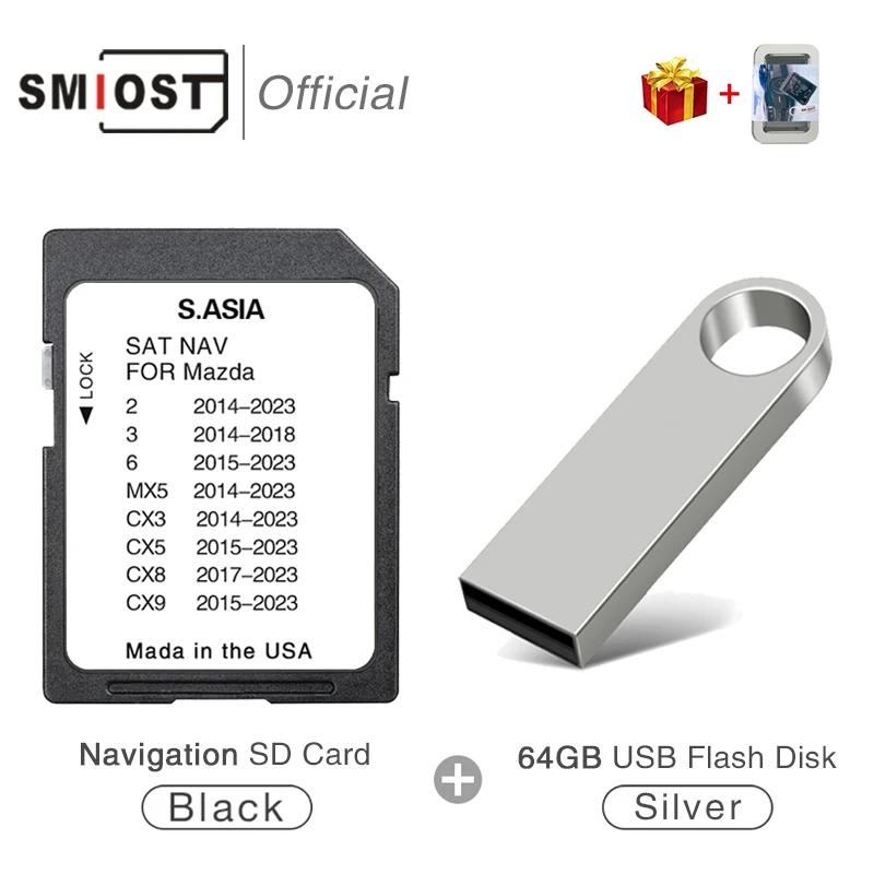 

SMIOST Sat Nav SD Card 8GB GPS Navigation Southeast Asia Maps for Mazda 2/3/6/MX5/CX3/CX5/CX8/CX9 Car 2023 Free Shipping