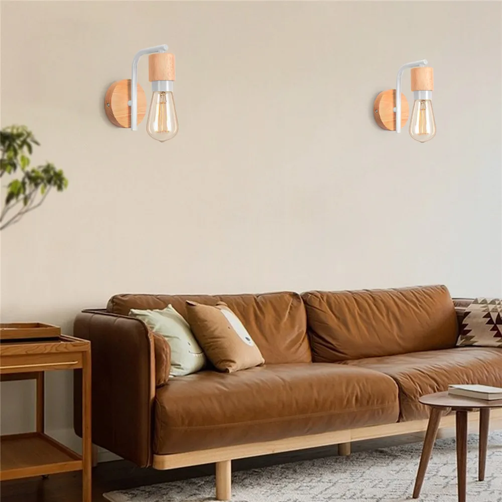 rustic loft wall light iron wood design