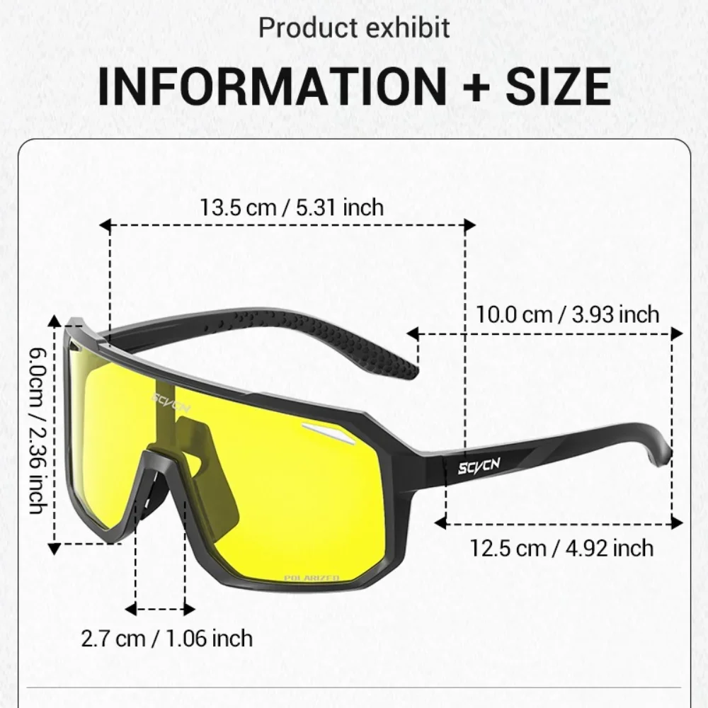 SCVCN Night Vision Glasses Cycling Glasses Driving Eyewear Fashion Polarized Sunglasses Y2K UV400 Eyeglasses Mtb Goggles Man