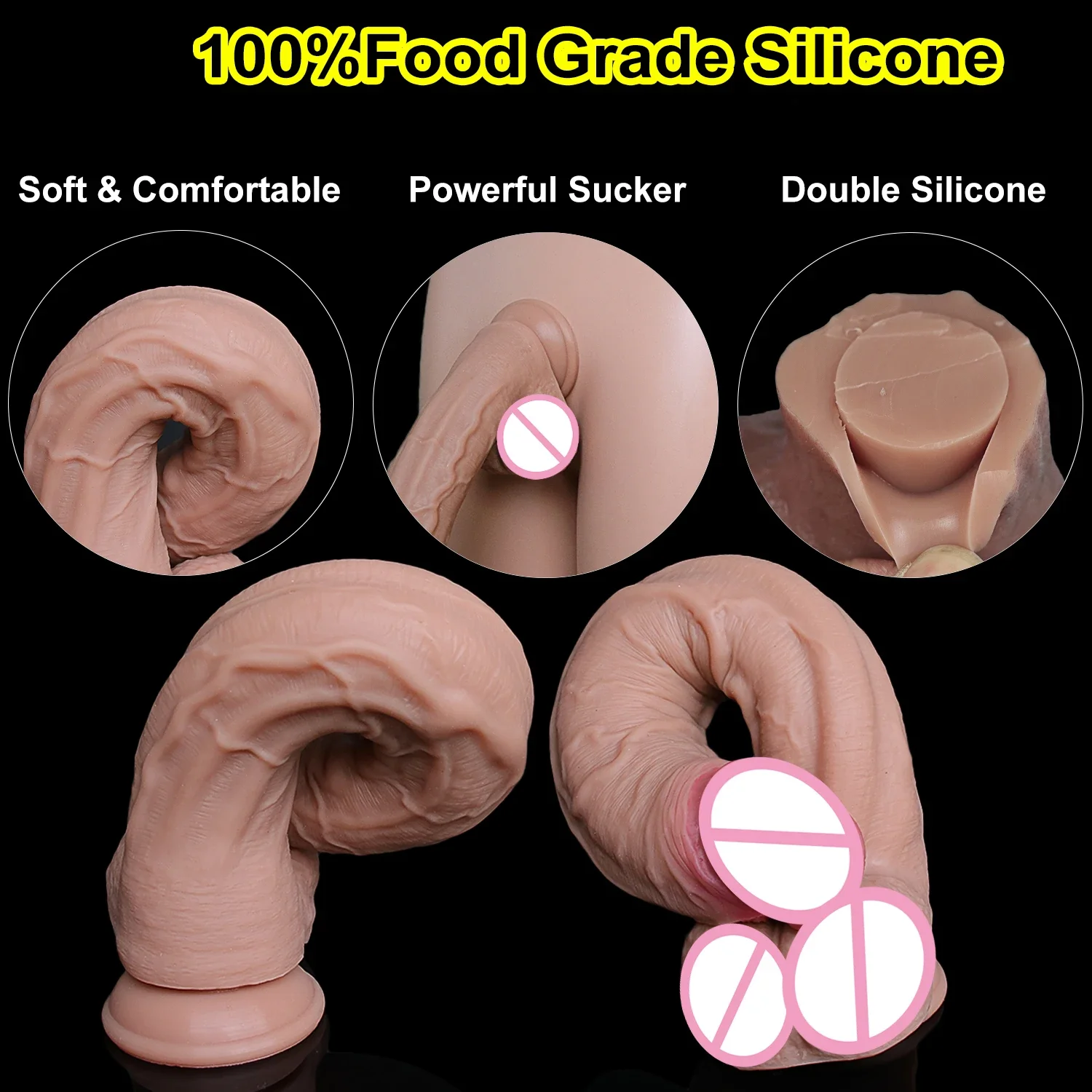 Soft Real Veins Huge Thick Dildo Suction Cup Silicone Cock Anal Plug Sex Toy for Men Women Lesbian Masturbators Double Big Penis sex toys