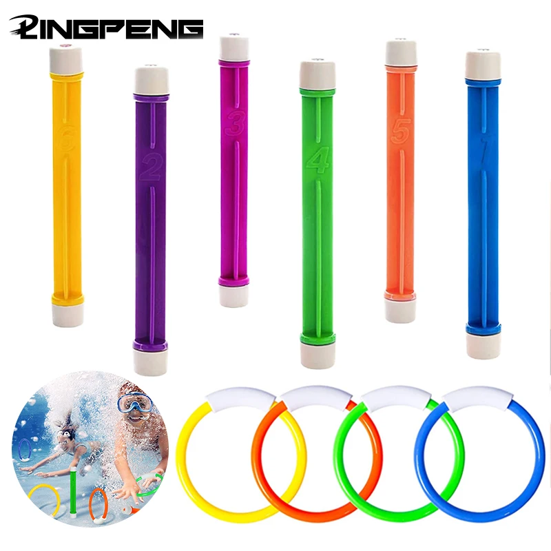 Underwater Swimming Pool Treasure Hunt Toy Set with Digital Diving Wand Children's Bathing Bath Toys Learning Training Swimming