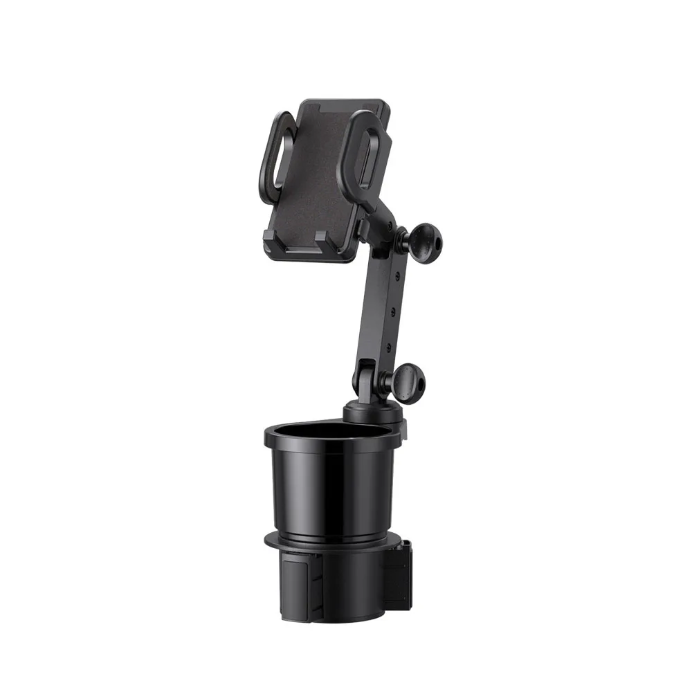 Car Cup Holder Expander with Cell Phone Mount 360° Rotation Cup Holder Expander+Smartphones