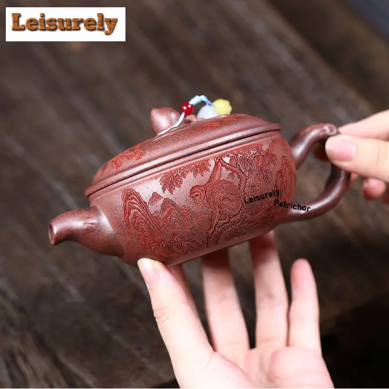 200ml Yixing Purple Clay Teapots Handmade Large Caliber Pot Raw Ore Wood-fired Porcelain Mud Kettle With Filter Zisha Tea Set