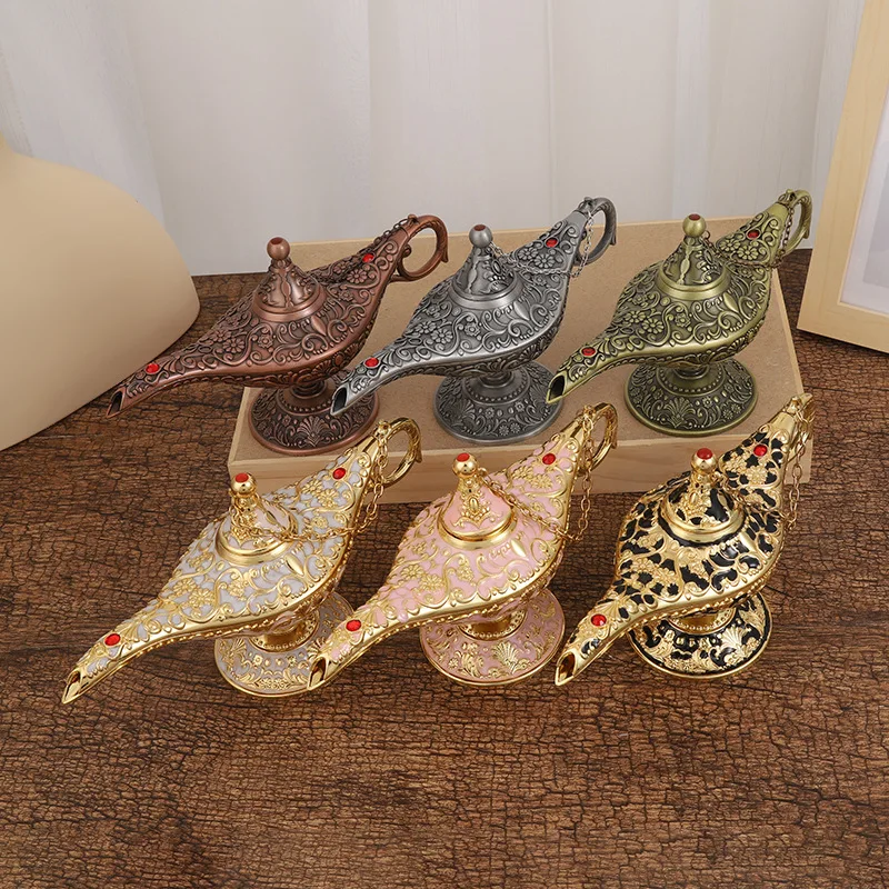 

Retro Style Magical Decorative Metal Wishing Lamp 21x11cm Miniatures for Home Decoration House Ornament Gift