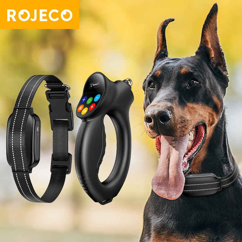 ROJECO Electric Dog Training Collar Remote Control Waterproof Vibrator Pet Dog Bark Stop Collar Anti-Barking Training Devices