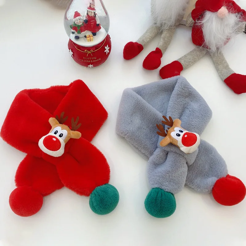 3-8Years Children's Scarves Autumn Winter Korean Style New Baby Scarfs Boys Girls Winter Cute Velvet Warm Christmas Baby Scarf